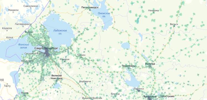 Зона покрытия МТС на карте Горно-Алтайск 